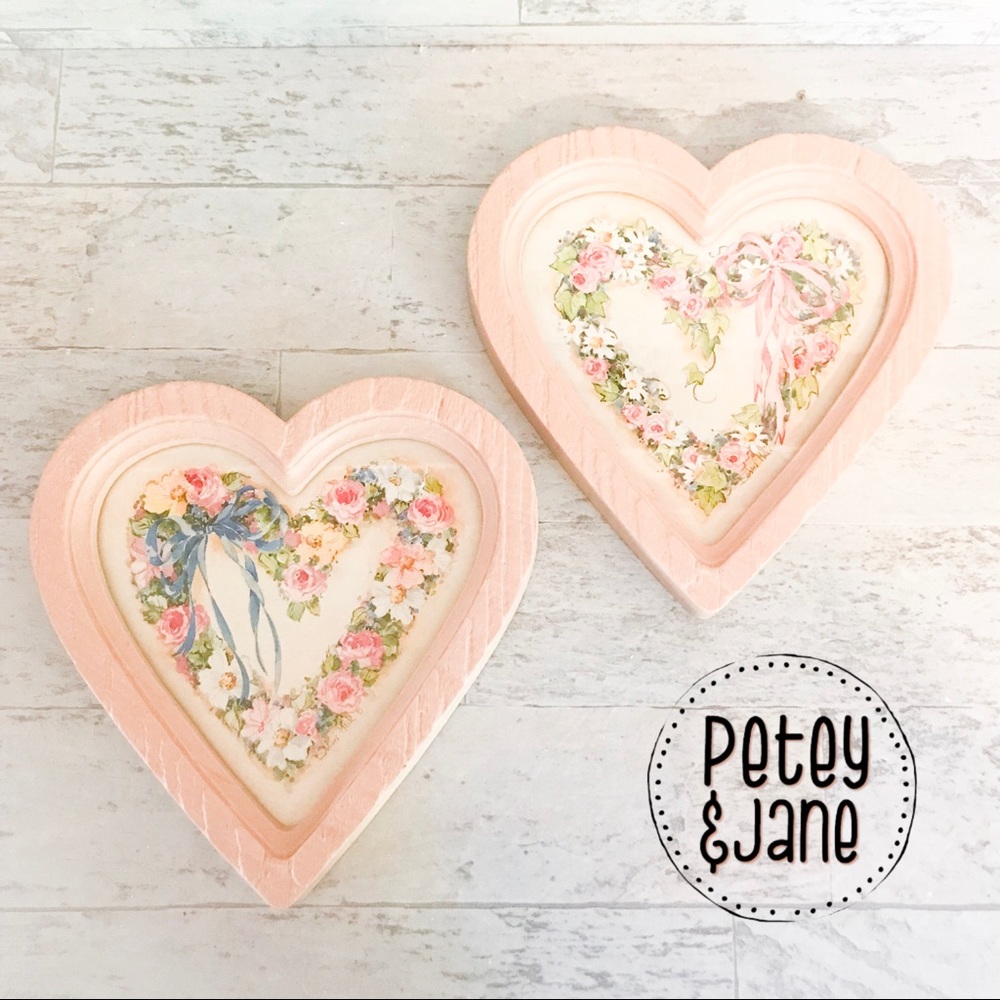 { P E T E Y & J A N E } Vintage Pink Hearts Art